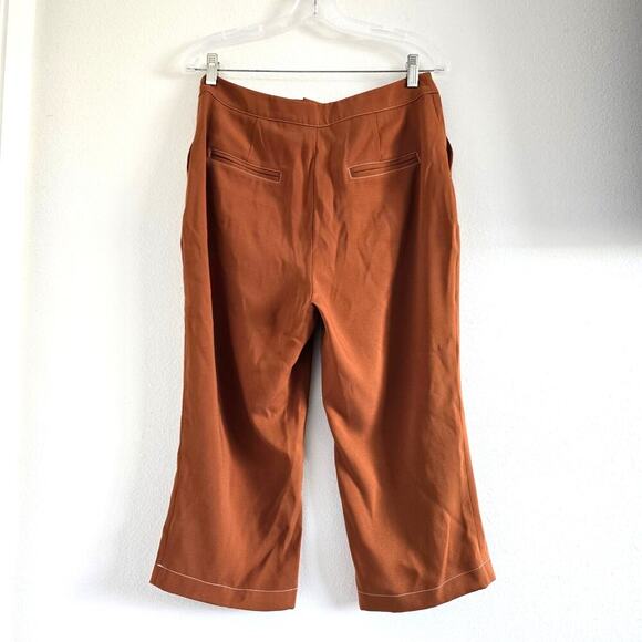 Tularosa High Waisted Front Zip Cropped Pants Rust Orange Brown M - Picture 4 of 10